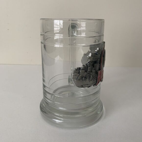 Boston Red Sox Beer Mug Clear Glass 15 Ounce with Silver Tone Metal Logo - Picture 2 of 10